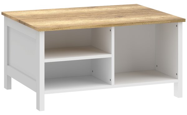 Cassapanca Contenitore 80x60x40 cm con Coperchio Sollevabile in Pannello Truciolare e Metallo Effetto Legno Naturale