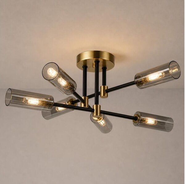 Lampadario a plafone TESSA 6xG9/8W/230V ottone/nero fumé
