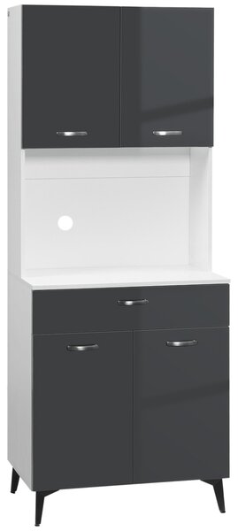 Credenza 70x42x177 cm in Legno truciolare Grigio e Bianco