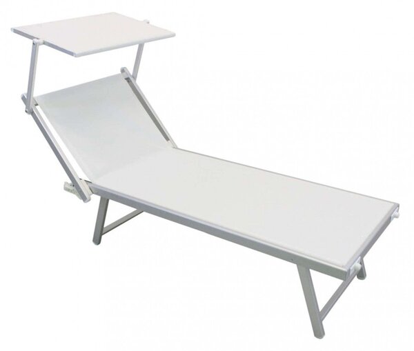 Lettino Prendisole da Giardino Bari 181x61x38 h cm in Alluminio Bianco