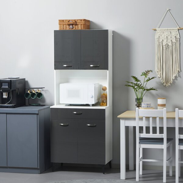 Credenza 70x42x177 cm in Legno truciolare Grigio e Bianco