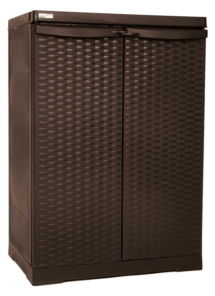 TRIOPLAST Armadietto da Esterno / Balcone in Plastica 2 ante 2 ripiani Dimensioni 65x45x91 cm colore WENGE