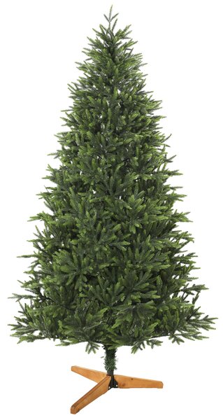 Albero di Natale Artificiale Folto Realistico Ø110x180 cm con 732 Rami in PE e Base Pieghevole in Legno Verde