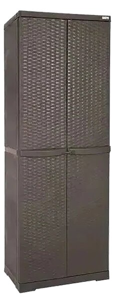 TRIOPLAST Armadio da Esterno Portascope in Plastica 2 ante 3 ripiani Dimensioni 65x45x178 cm colore Wenge