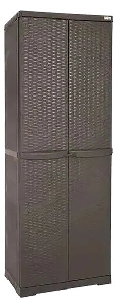 TRIOPLAST Armadio da Esterno / Balcone in Plastica 2 ante 4 ripiani Dimensioni 65x45x178 cm colore Wenge