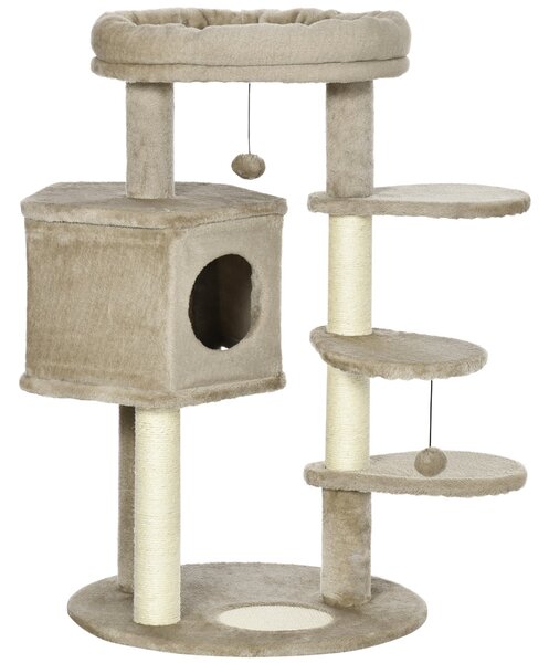 Albero Tiragraffi per Gatti 55x55x94 cm con Pali in Sisal Marrone