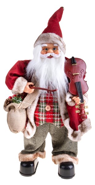Babbo con Violino Musica e Movimento Uso interno H60 cm Rosso