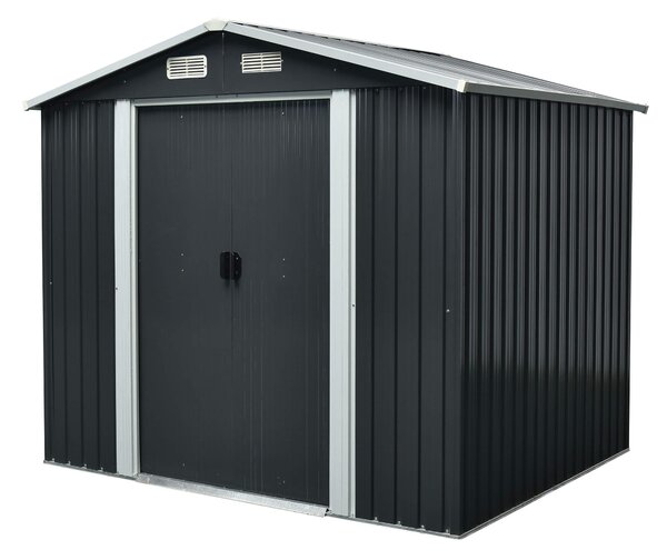 Casetta Box da Giardino in Lamiera di Acciaio 213x191x195 cm Antracite