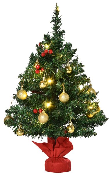 Albero di Natale Artificiale da Tavolo 60 cm 73 Rami 15 LED Verde