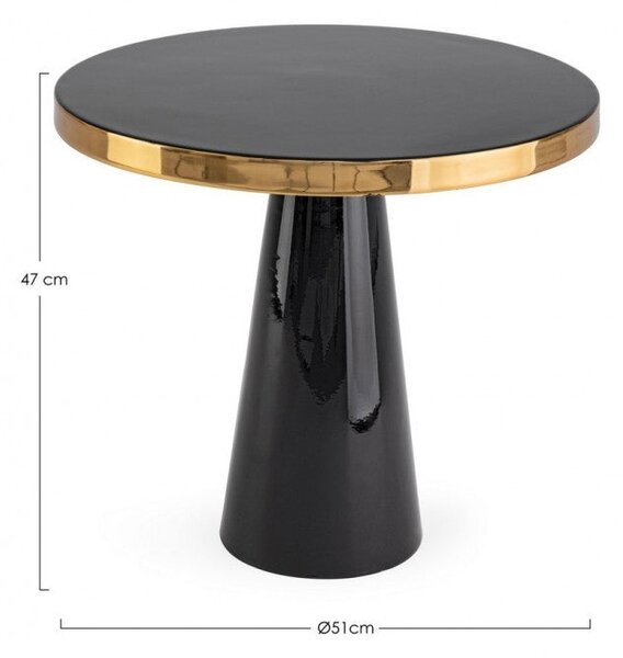Tavolino Nandika Nero D51 Rotondo in Acciaio