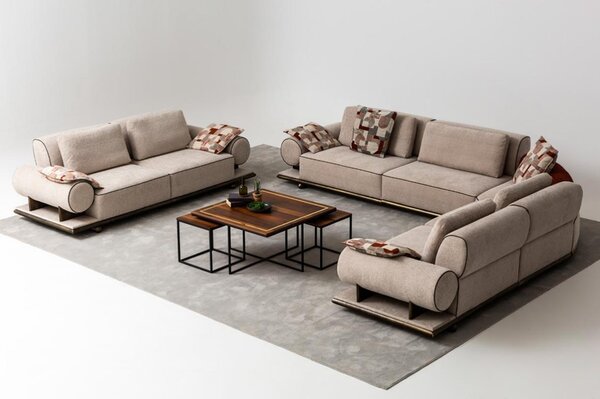 Divano in tessuto divano zona giorno angolare design moderno divano angolare divano a L beige nuovo