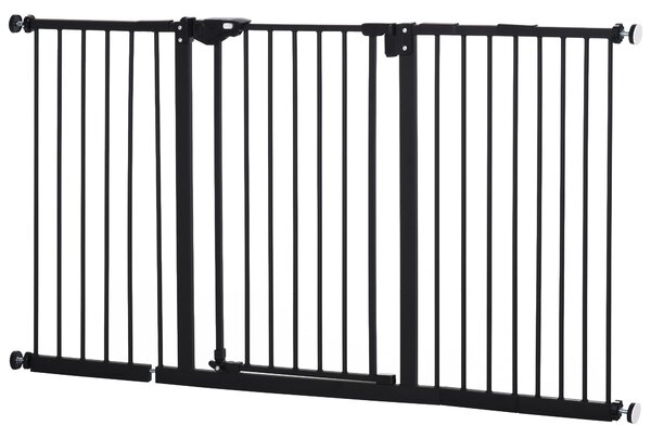 Cancelletto di Sicurezza per Animali Domestici 74-152,3 cm in Metallo Nero