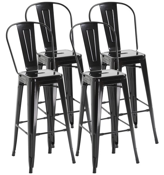 Set 4 Sgabelli 44x53x116 cm in Metallo Neri