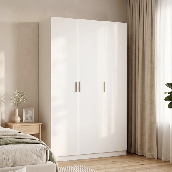 Armadio Guardaroba 109x37x180 cm con Ripiani Regolabili e Ante Soft Close in MDF e Lega di Alluminio Bianco