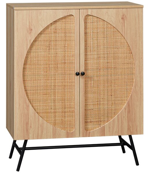 Credenza 80x39x101,8 cm in Legno e Rattan Naturale