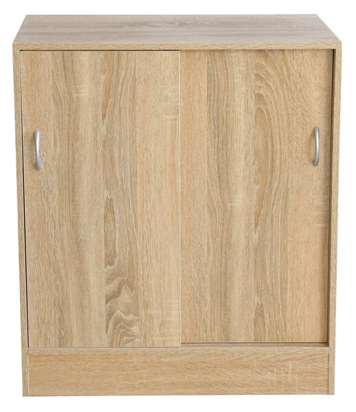 Mobiile 2 Ante Scorrevoli 3 Ripiani 60x30x71 cm in PB e Carta Sonoma
