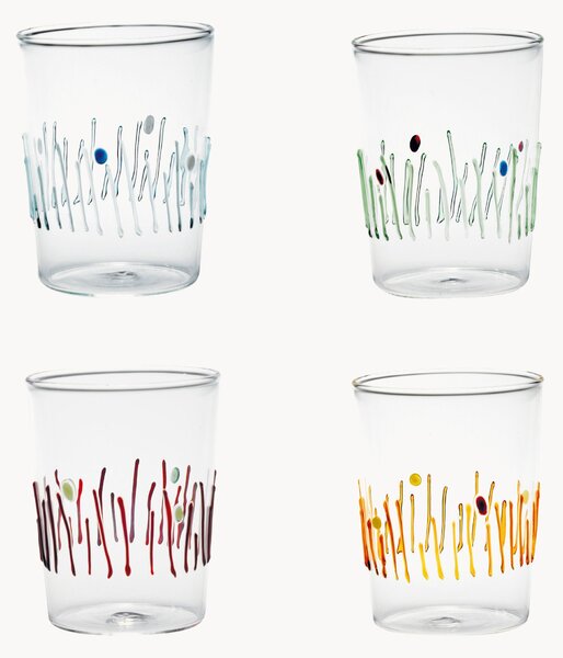 Set di 4 bicchieri in vetro borosilicato fatti a mano Quattro Stagioni