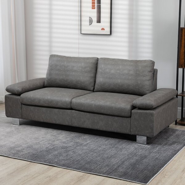Divano 2 Posti 200x88x86 cm Seduta Imbottita e Braccioli Regolabili in Similpelle Grigio
