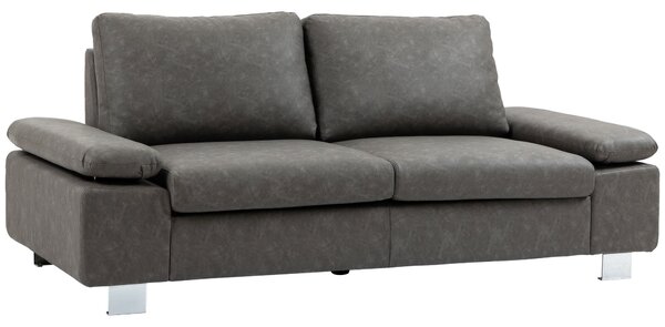 Divano 2 Posti 200x88x86 cm Seduta Imbottita e Braccioli Regolabili in Similpelle Grigio
