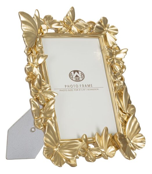 Cornice Oro Butterflies 24,5x4x30,5 cm in Poliresina e Vetro Oro
