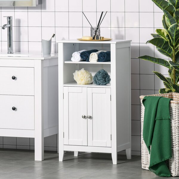Mobiletto da Bagno 1 Mensola 2 Ante 50x30x93 cm in Legno Bianco