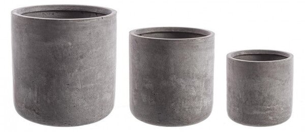 Set 3 Vasi Cemento Cilindro Grigio
