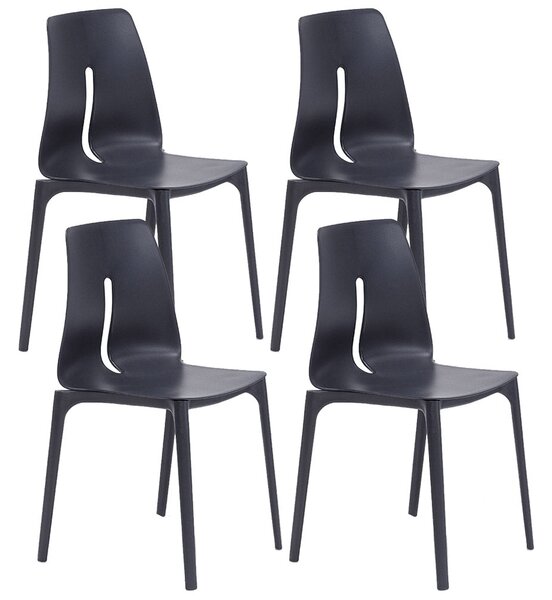 Set 4 Sedie Impilabili 85x50x51 cm in Polipropilene e Fibra di Vetro Lisbona Antracite