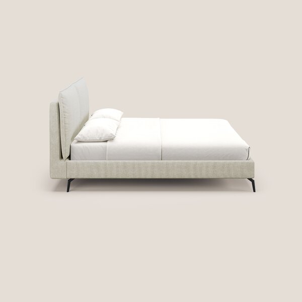 Cloe letto imbottito con piedi in metallo sfoderabile in tessuto fiamm
