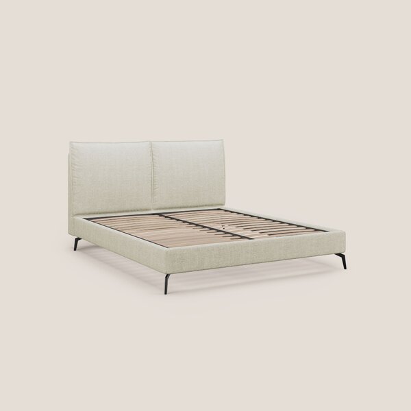 Cloe letto imbottito con piedi in metallo sfoderabile in tessuto fiamm