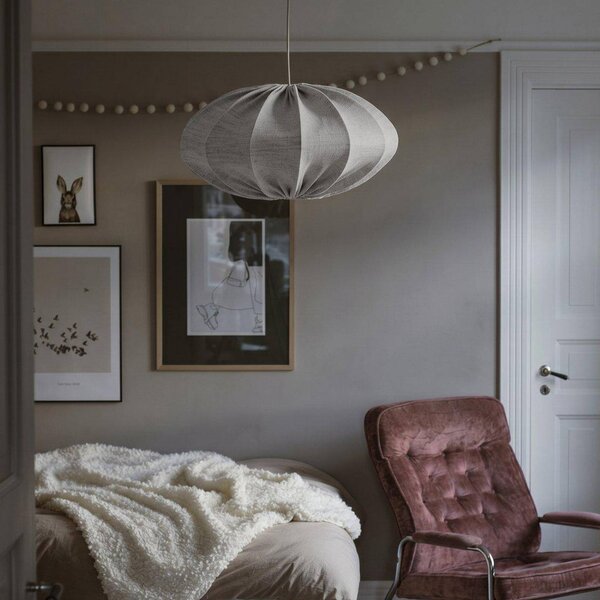 PR Home Lampada a sospensione rosa e grigia, Ø 60 cm, tessuto, E27, spina Rosa, Alluminio / Grigio / Zincato, Camera da letto, Tessuto / Stoffa / Seta, Scandinavo, Lampada a sospensione