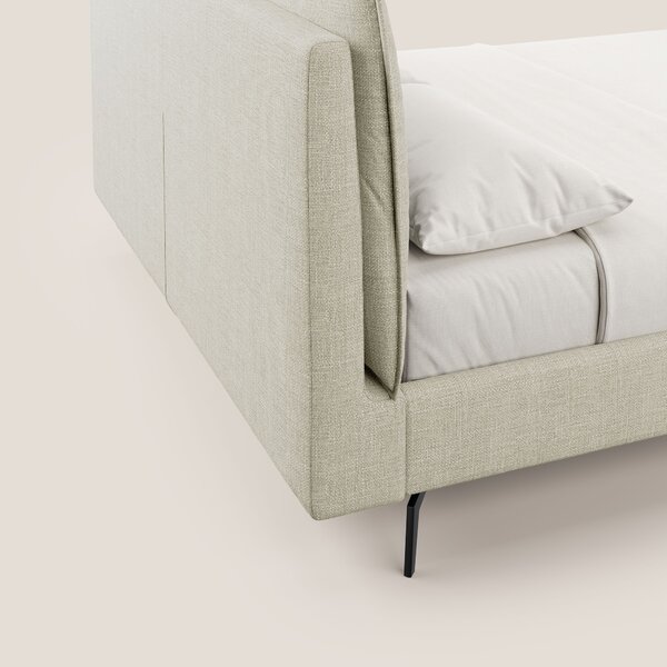 Cloe letto imbottito con piedi in metallo sfoderabile in tessuto fiamm