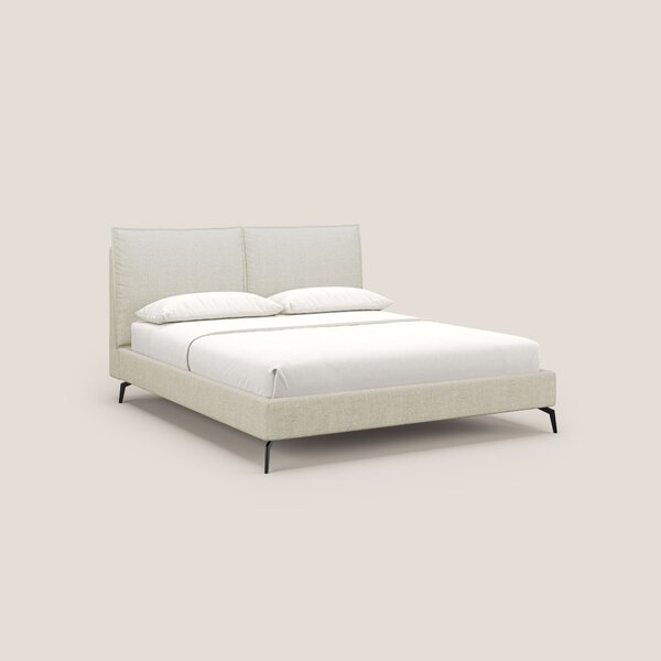 Cloe letto imbottito con piedi in metallo sfoderabile in tessuto fiamm