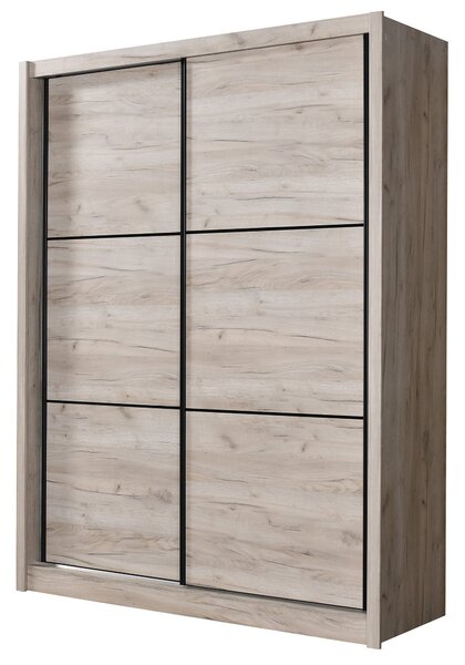 Armadio 2 Ante Scorrevoli 166x60x215 cm in Legno Laminato Effetto Quercia