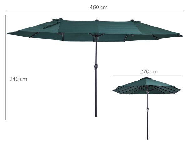 Ombrellone da Giardino 4,6x2,7 m Palo Ø48 mm Doppio Tetto Verde