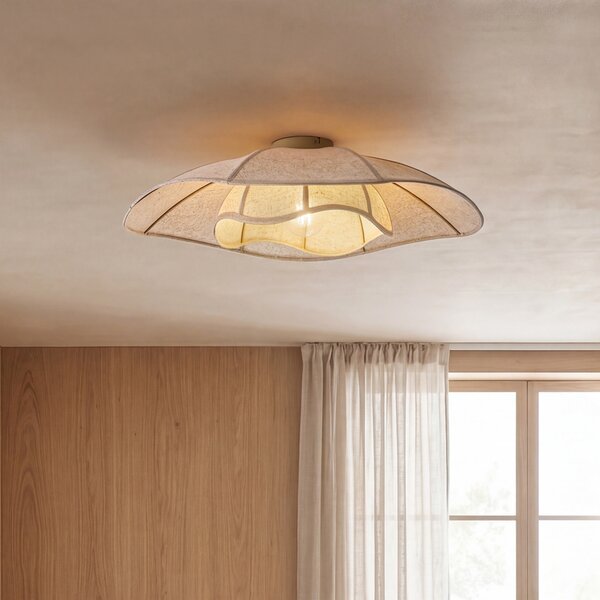 Plafoniera Japandi in tessuto beige 70 cm - Haru