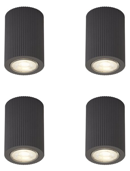 Set di 4 faretti da soffitto moderni neri - Sprawl