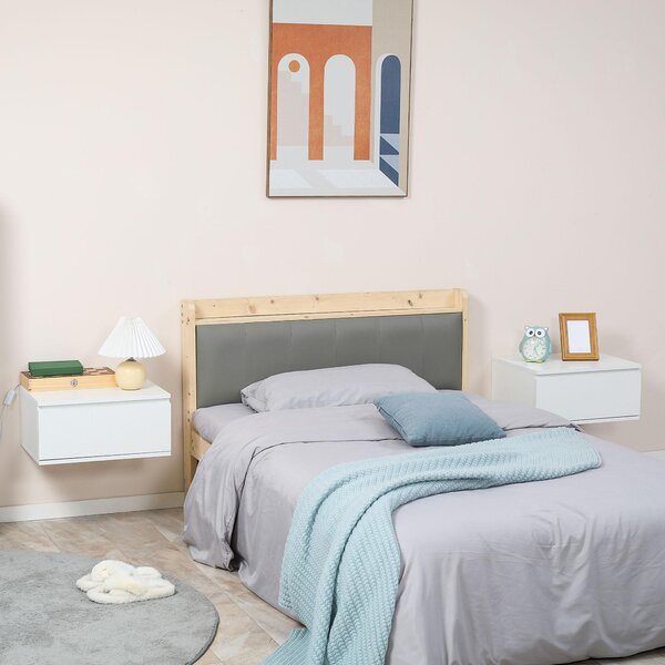 Set 2 Comodini Sospesi 49x38x23 cm in MDF e Truciolato Bianco