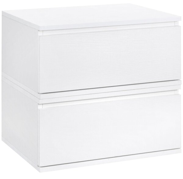 Set 2 Comodini Sospesi 49x38x23 cm in MDF e Truciolato Bianco