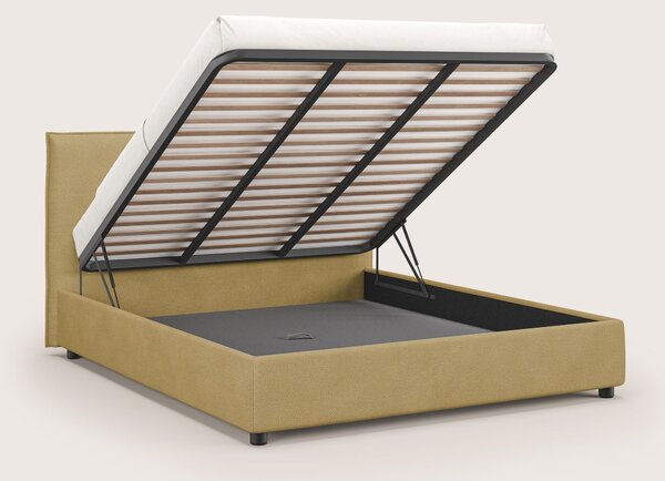 Nina letto contenitore dal design minimal in microfibra effetto pelle