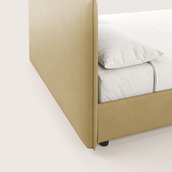 Nina letto contenitore dal design minimal in microfibra effetto pelle