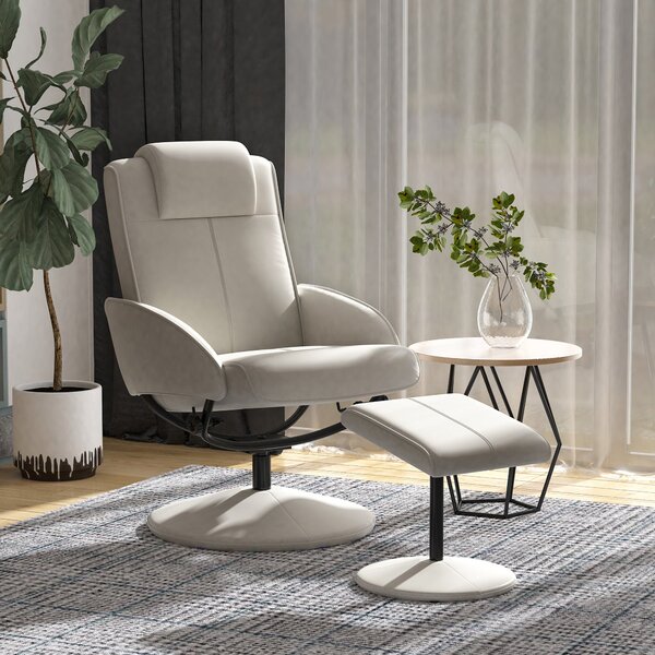 Poltrona Relax Reclinabile con Poggiapiedi in Similpelle Grigio