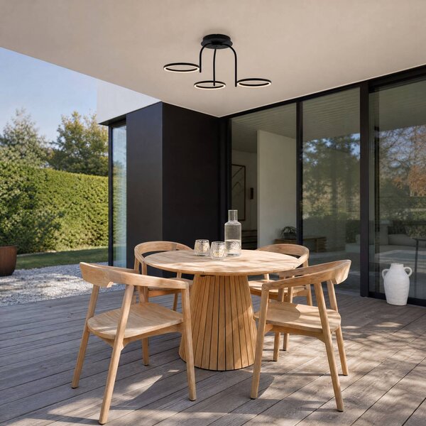 Plafoniera LED da esterni Lucande Sylvara, nera, CCT, a 3 luci Sylvara Lucande, dimmerabile, Nero, Metallo, Design, Plafoniera