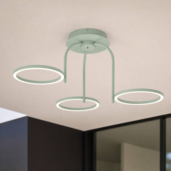 Plafoniera LED da esterni Lucande Sylvara, verde, CCT, a 3 luci Sylvara Lucande, dimmerabile, Verde, Metallo, Design, Plafoniere LED