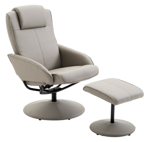 Poltrona Relax Reclinabile con Poggiapiedi in Similpelle Grigio