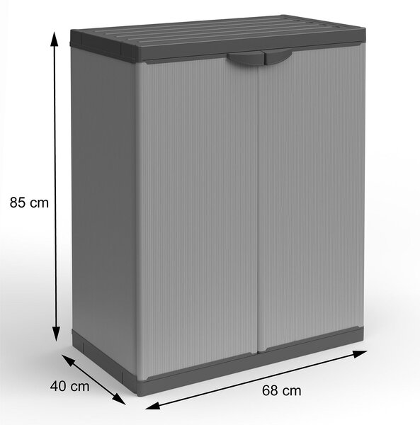 Pattumiera Differenziata 2 Ante 68x40x85 cm con Sacchi e Ripiano Grigio
