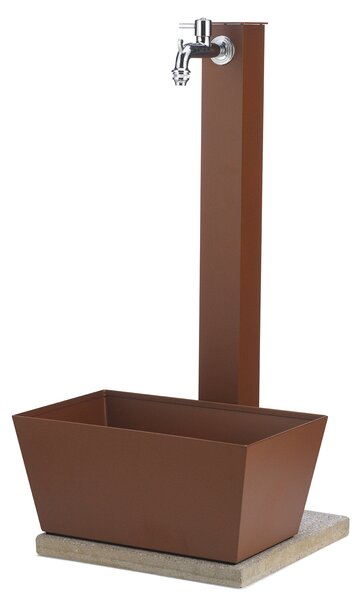 Fontana da Giardino con Rubinetto Vaschetta e Base Belfer 42/QVR Ruggine