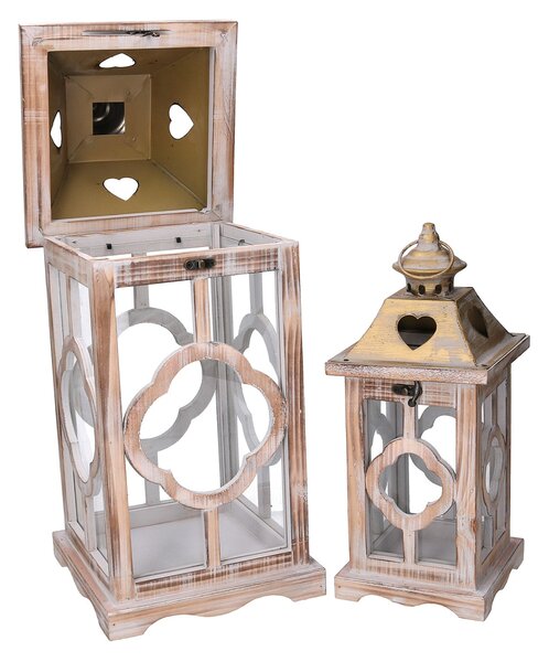 Set 2 Lanterne in Legno naturale