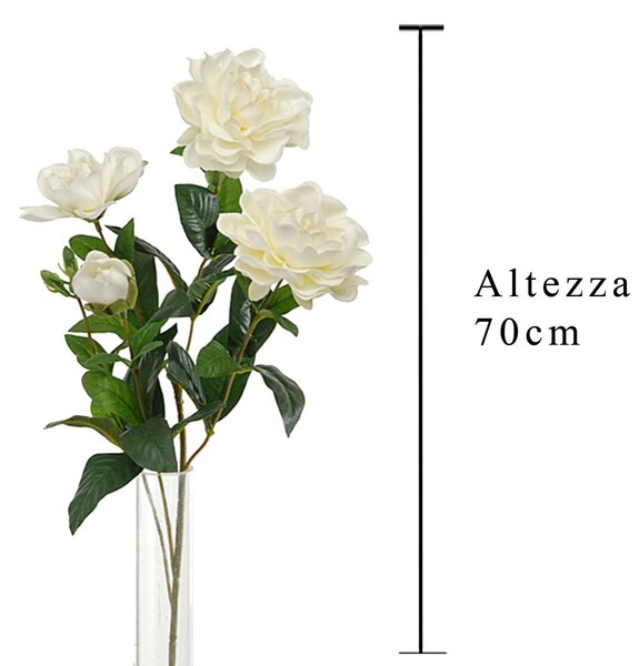 Set 3 Rami Artificiali di Gardenia Altezza 70 cm Bianco