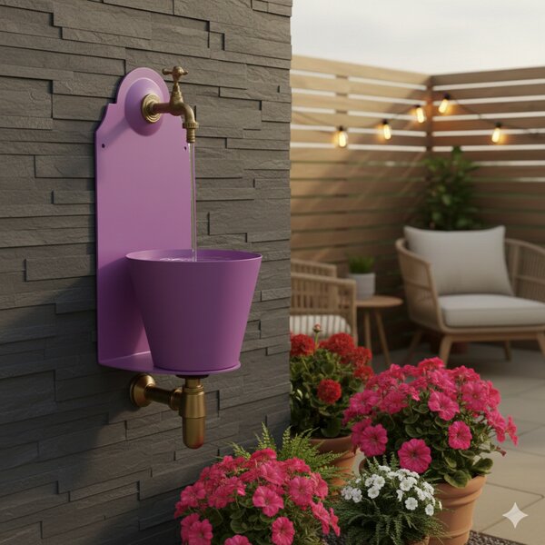 Fontana a Parete da Giardino con Rubinetto Belfer 42/PR Viola