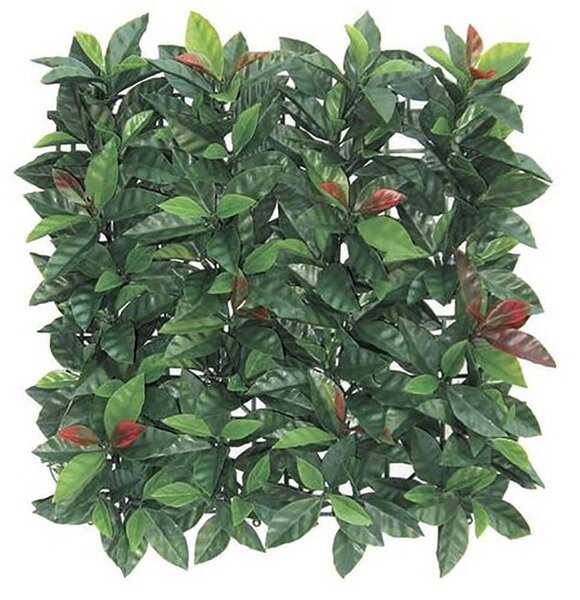 Set 12 Pareti Verdi Verticali Artificiali 50x50 cm in PVC con Foglie di Alloro Autunnali